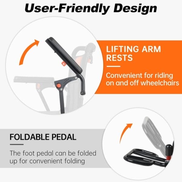 Upgraded Transport Wheelchair, Come with Telescopic Handle and Three Bags, Wheelchairs for Adults, Lightweight Transport Wheelchair, with Safety Belt - Image 9