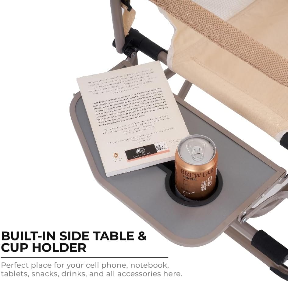 Heavy Duty Portable Folding Camping Chair for Adults with Padded | for Outdoor & Sports, Backpacking, Beach, Lawn, Hunting, Tailgating, Fishing | Supports 400 Lbs (Double, Beige) - Image 5