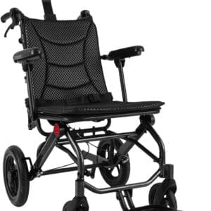 Lightweight Reclining Travel Wheelchair, Folding All Terrain Reclining Transport Wheelchair for Adults and Seniors, 18.11in Reclining Seat with Adjustable Backrest & Headrest, Support 286lbs