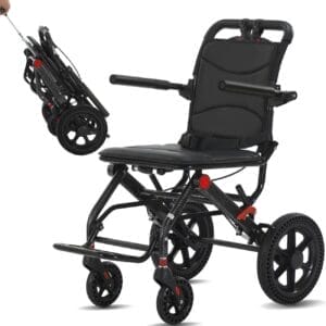 Wheelchairs for Adults Transport Chair Lightweight Foldable with Telescopic Handle, 22lbs Portable Folding Travel Transfer Wheel Chairs for Seniors,Aluminum Wheelchair