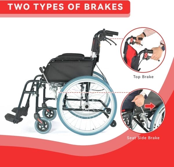 Ultra Lightweight Foldable Wheelchair, Wheelchairs for Adults, Weights only 22 lbs, Portable & Transport Wheelchair with Handbrakes, Swing Away Footrests and Anti-tippers - Image 6