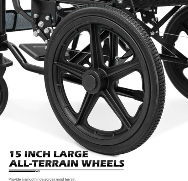Wheel Chair for Adults with Swing-Away Footrest and Loop-Lock Handbrakes 17.5 inch Seat Wheel Chair 15" Rear Wheel Lightweight Transport Chair for Travel Compact Storage, 250 lbs - Image 12