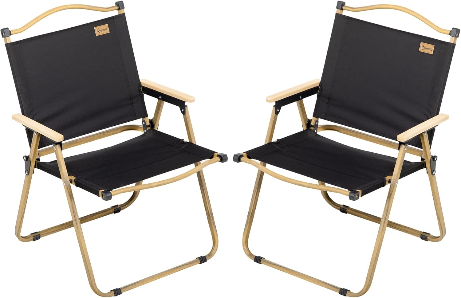 Outsunny 2 Pack Folding Camping Chair, Lightweight & Portable Beach Chairs Armchairs, Perfect for Festivals, Fishing, Picnic and Hiking, Black