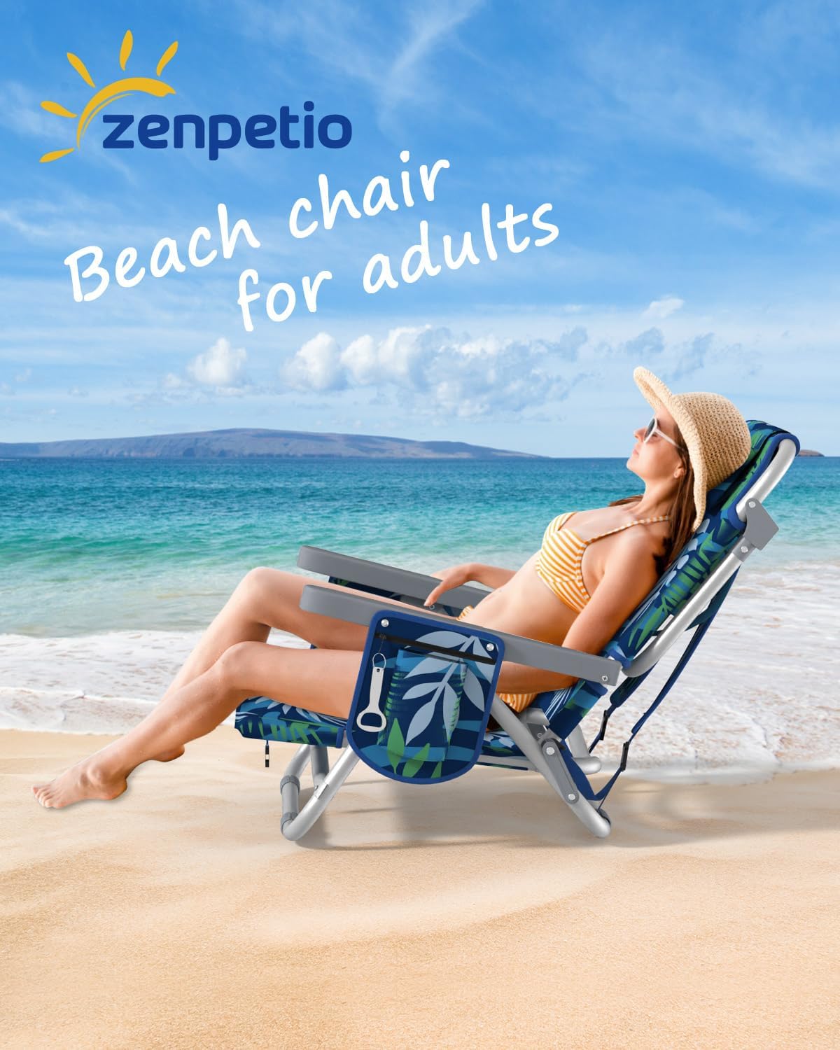 ZENPETIO Beach Chair, Camping Chair for Adults, Beach Backpack Chair for Pool, Beach, Camping, Outdoors - Image 8