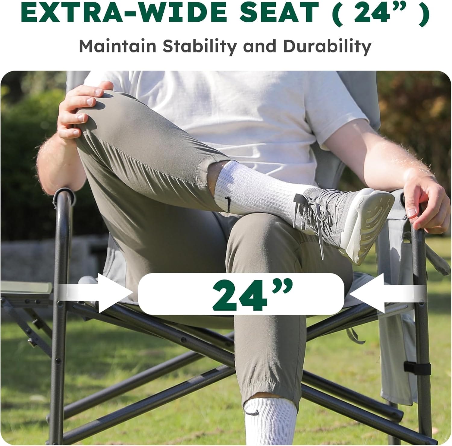 Oversized Directors Camping Chair Set of 2 Support 600 LBS, Heavy Duty Folding Outdoor Chairs with Detachable Side Pocket and Adjustable Side Table for Outside Beach,Lawn,Fishing (Black) - Image 4