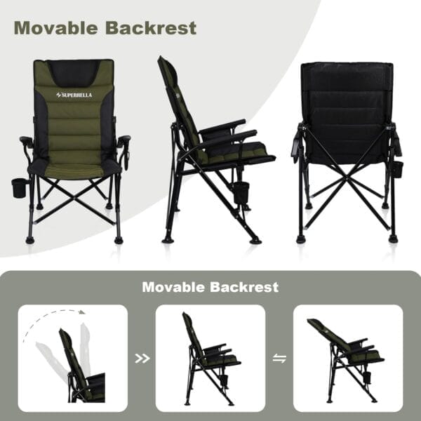 Supperella Movable Backrest Camping Chair for Adults with Cup Holder Folding Lawn Chairs for Outdoor Activities, Sports, Travel & Picnic - Image 6