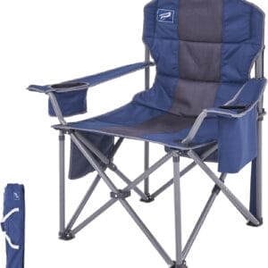 Oversized Folding Camping Chair for Adults, Supports 500 lbs – Breathable Fabric, Insulated Cup Holder, 8-Can Cooler, Padded Backrest & Seat, Storage Pouch, Carry Bag
