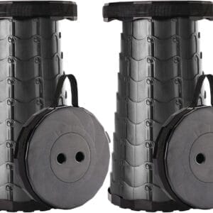 Upgraded Foldable Stool Thickened Set of 2, Portable Collapsible Stool Retractable Stool, Foldable Portable Collapsible Chair for Fishing, Hiking Tours, BBQ, Parties, Outdoor Activities (Black)