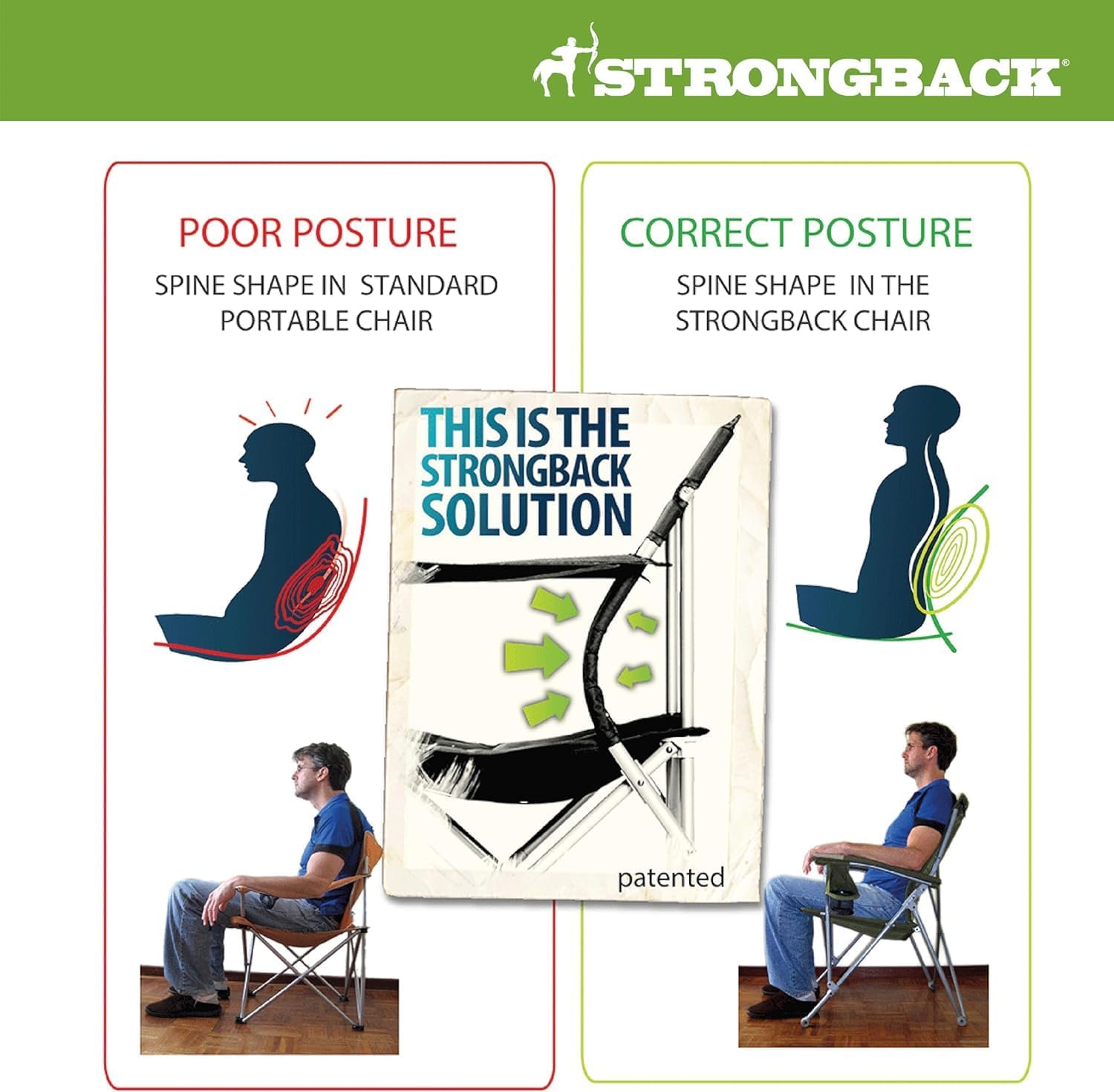 STRONGBACK Camping Chair Guru Heavy Duty Camping Chairs with Lumbar Suppor - Backpack Folding Camp Chair - Navy - Image 3