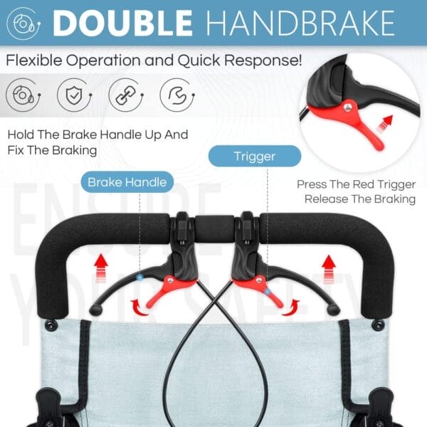 Ultra-Light Transport Wheelchair - Folding Portable Wheelchair with Hand Brake - Trolleys for Elderly Aircraft Travel - Image 3