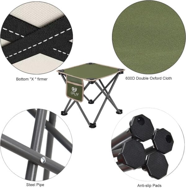 Opliy Camping Stool, Folding Samll Chair Portable Camp Stool for Camping Fishing Hiking Gardening and Beach, Camping Seat with Carry Bag (Green, L 13.5") - Image 5