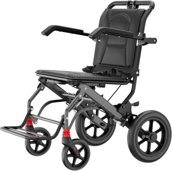 (18" Seat Width) Portable Transport Wheelchair Foldable Lightweight Travel Wheelchair with Telescopic Handle for Senior and Adults with Handbrakes Support 220lbs - Image 6