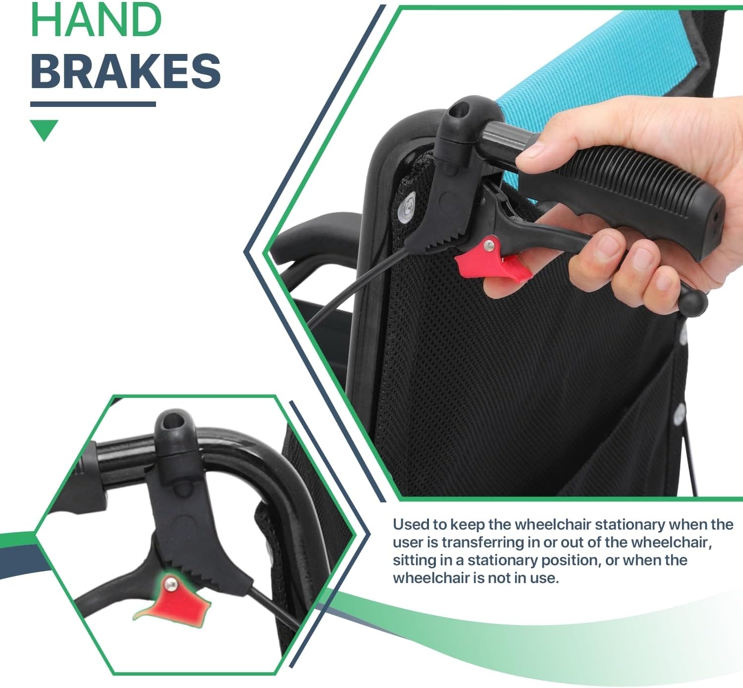 Magshion Foldable Transport Wheelchair for Adults 250 Lbs, Lightweight Transport Chair for Seniors, Portable Wheel Chair with Removable Cushion, Push-to-Lock & Hand Brakes, 17.5" Seat (Black Frame) - Image 10