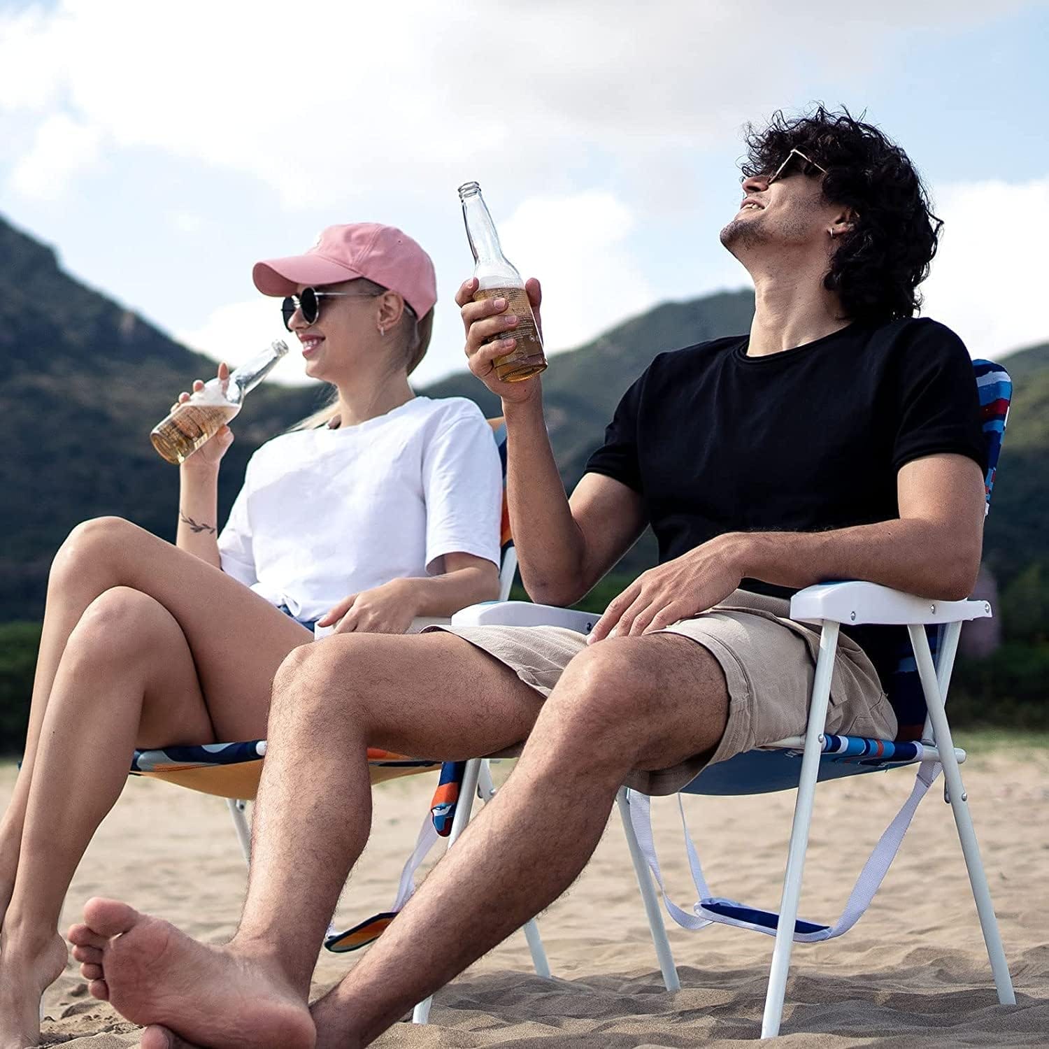 SunnyFeel 15" Tall Folding Beach Chair, Oversized Portable High Seat Sand Chair for Adults Heavy Duty 300 LBS, Foldable Camping Lawn Chairs for Camp/Outdoor/Travel/Picnic/Concert/Sports - Image 5