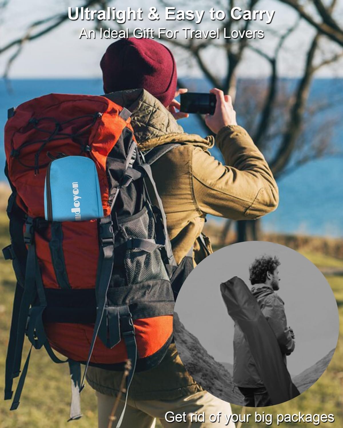 Folding Camping Chairs, Adjustable Backpacking Chair, Portable Beach Chair with Side Pockets, Compact Lawn Chairs for Adults, Travel, Beach, Hiking (Blue) - Image 6