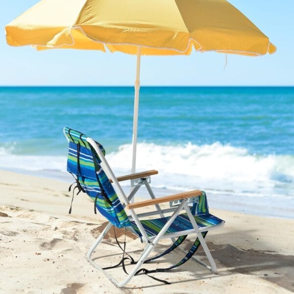 Outvita Folding Beach Chair Adjustable Headrest w/4 Flexible Tilt Angle, Cup Holder Portable High Strength Cleanable Fabric, for Sand Camping Lawn Concert Travel Festival - Image 9