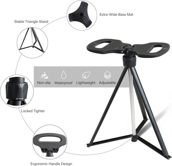 Cane with Seat 2-in-1 Portable Walking Stick with Seat for Men & Women Folding Lightweight Sturdy Tripod Cane Foldable Stool Mobility Aid Crutch Chair with Travel Bag for Elderly, Seniors & Handicap - Image 2
