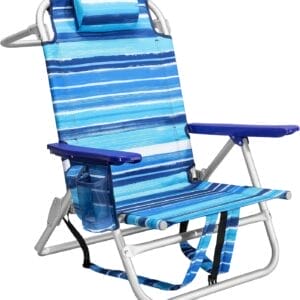 LEMBERI Backpack Beach Chairs for Adults,1/2 Pack Folding Heavy Duty Camping Chair with Large Pockets and Cup Holder,Adjustable high Beach Lounge Chairs with Towel Rack for Outdoor,Travel (1, Blue)