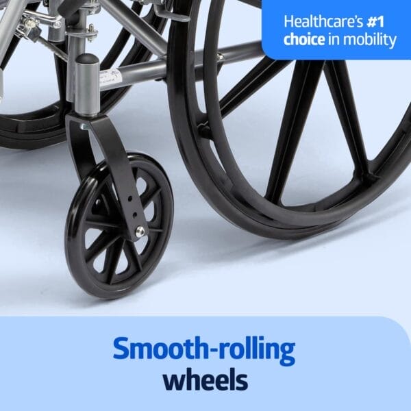 Medline Lightweight Wheelchair for Adults With Swing-Back, Desk-Length Arms, Elevating Leg Rests; 18W" x 16"D Seat - Image 2