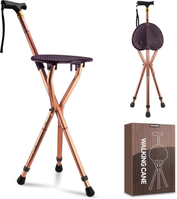 Walking Cane with seat，Cane with seat ，High Load Capacityfor Waiting，queuing, Traveling, Women and Men The Elderly，Cane Chair