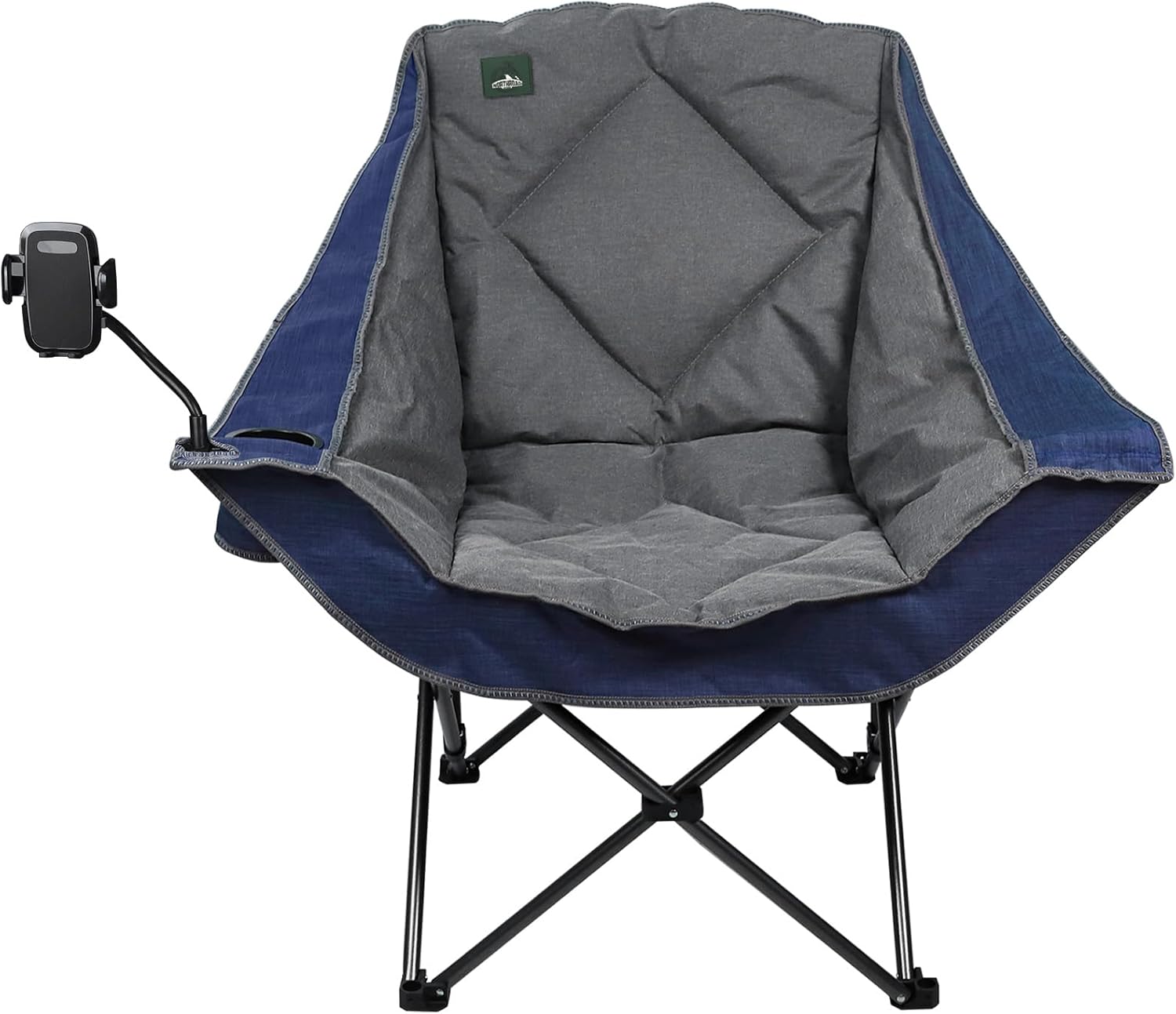 Oversized Foldable Camping Chair with Cell Phone Holder,Outdoor Padded Lawn Chair w/Cup Holder,Carry Bag for Beach, Hiking, and Picnics,Heavy-Duty 300-lbs Capacity, Blue