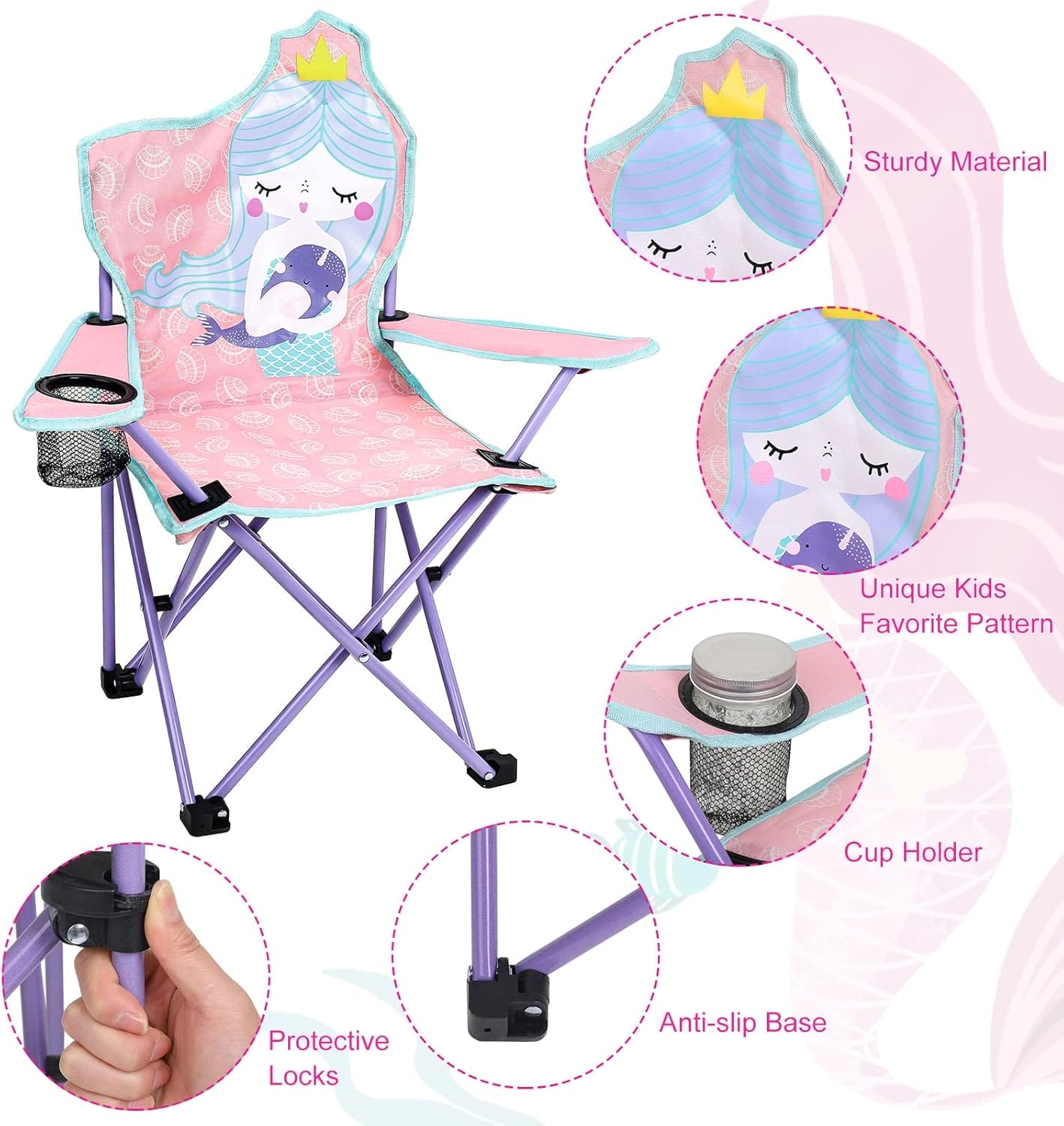 KABOER Kids Outdoor Folding Lawn and Camping Chair with Cup Holder and Carrying Bag, Children's Camping Chairs - Image 3