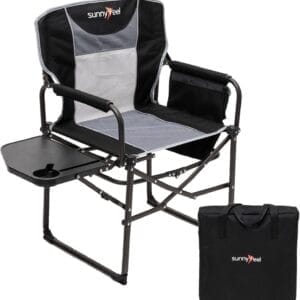 SUNNYFEEL Oversized Camping Directors Chair, Portable Folding Lawn Chairs for Adults Heavy Duty with Side Table,Pocket for Beach, Fishing,Picnic,Concert,Tailgating，Outdoor Foldable Camp Chair