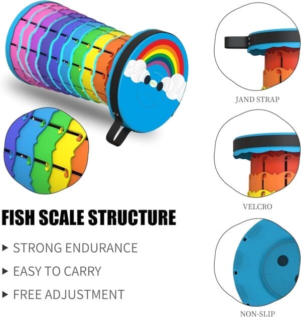 ALEVMOOM Portable Collapsible Stool with Cushion Retractable Folding Telescoping Stool for Adults Sturdy Capacity 440lbs Foldable Camping Stool for Outdoor Hiking Garden BBQ with Bag - Image 6