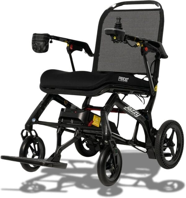 Pride Mobility Jazzy Ultra Light Folding Travel Power Chair - 300 lbs Capacity, 3.69 mph, Lightweight Foldable Electric Wheelchair for Travel Seniors, Adults – 20Ah Extended-Range Battery (Black) - Image 2