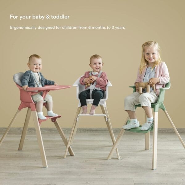 Stokke Clikk High Chair, White - All-in-One High Chair with Tray + Harness - Light, Durable & Travel Friendly - Ergonomic with Adjustable Features - Best for 6-36 Months or Up to 33 lbs - Image 4