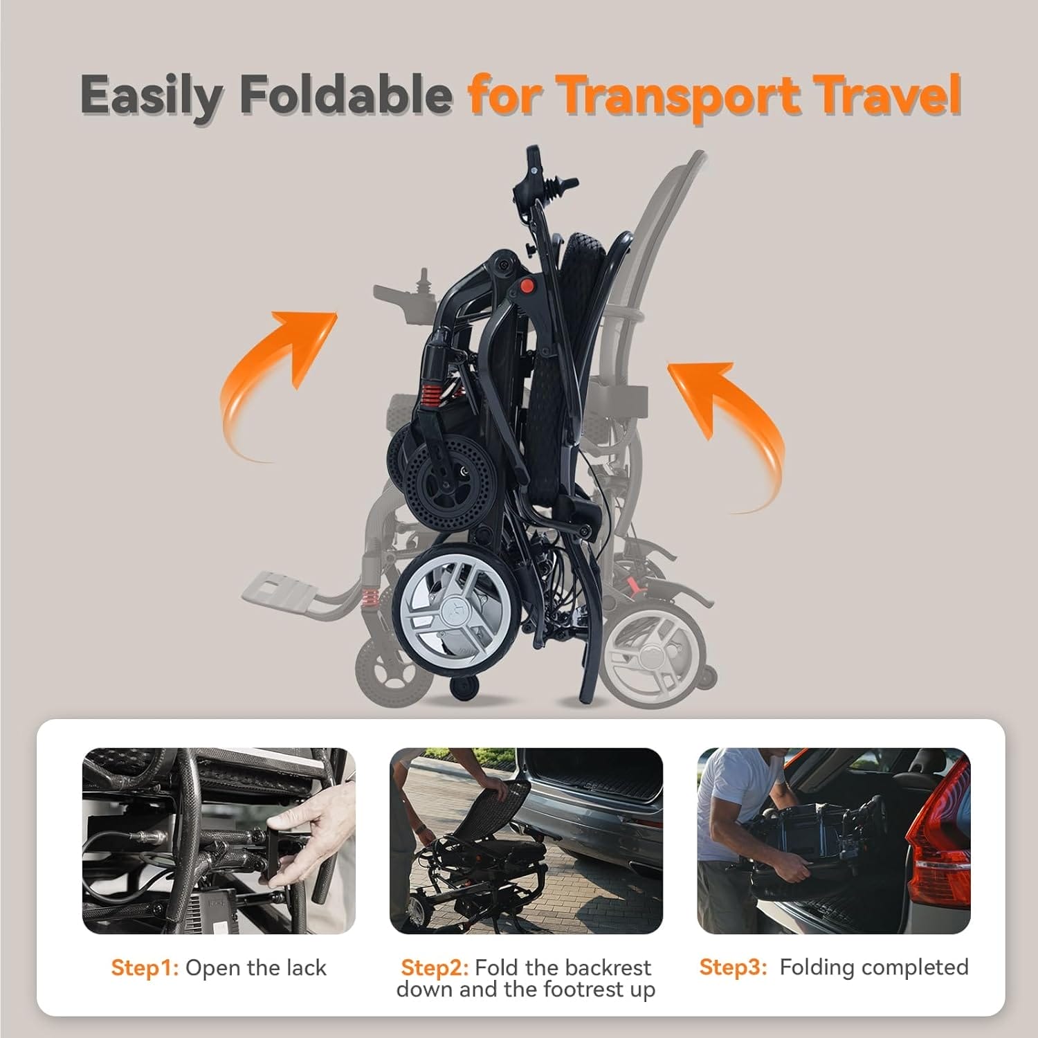 30lbs Carbon Fiber Electric Wheelchair for Adults, 15 Miles Ultra Lightweight Foldable Motorized Wheelchair,Intelligent Travel Power Wheelchair, Portable Airline Approved,Black - Image 8