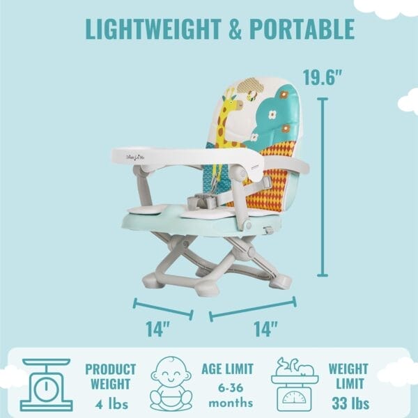 Dream On Me Munch N Go Booster Seat for Dining Table, Lightweight Compact Fold Travel Booster Seat, 3-in-1 Convertible, Four Level Height Adjustment and Easy Tray Removal - Image 2