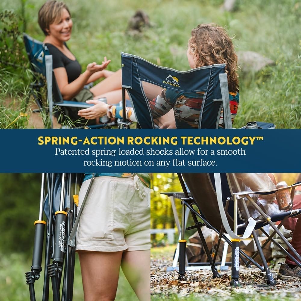 GCI Outdoor Comfort Pro Rocker Collapsible Rocking Chair & Outdoor Camping Chair, Indigo Blue - Image 4