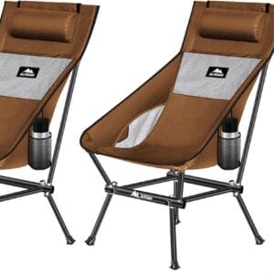 Camping Chair, Compact Backpacking Chair, Portable Folding Chair, Beach Chair with Side Pocket and headrest, Lightweight Hiking Chair 166ZZ-A