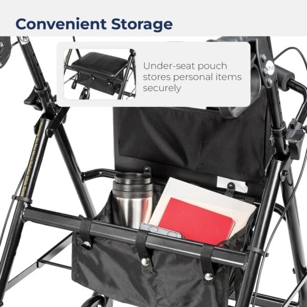 Drive Medical R726BK Foldable Rollator Walker with Seat, Black - Image 6