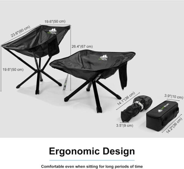 Lightweight Folding Camping Chair for Backpacking, Easy Carrying in a Bag with Weight 3 LBS, No Assembly Required, Compact Portable Foldable Camp Chair for Hiking, Travel, Outdoor Sport, Concert - Image 3