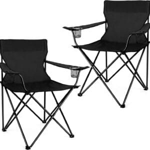 Joyfair Portable Camping Chair, Outdoor Lawn Folding Chairs for Adults, Heavy Duty Large Foldable Chairs for Beach, Fishing, Tailgating Outdoor Sport, 2 Cup Holders & Carry Bag