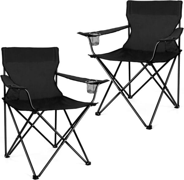 Joyfair Portable Camping Chair, Outdoor Lawn Folding Chairs for Adults, Heavy Duty Large Foldable Chairs for Beach, Fishing, Tailgating Outdoor Sport, 2 Cup Holders & Carry Bag