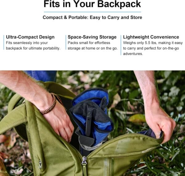 Camping Chairs for Adults, Supports 600 Lbs Lightweight Folding Camping Chair, Collapses to Size of Water Bottle Portable Camping Chair for Outdoor, Beach, Lawn, Travel, Picnics - Image 5