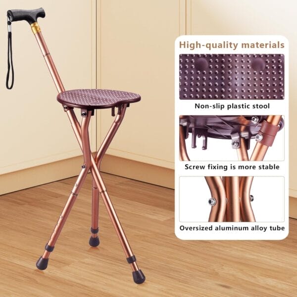 Walking Cane with seat，Cane with seat ，High Load Capacityfor Waiting，queuing, Traveling, Women and Men The Elderly，Cane Chair - Image 4