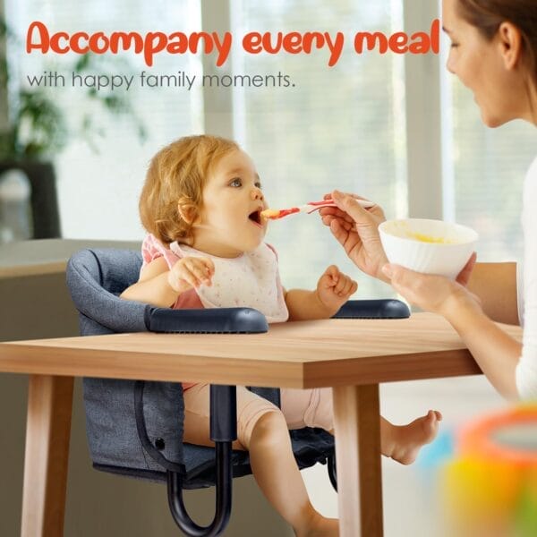 Hook On High Chair - Portable & Foldable for Babies 6-36 Months, Family & Travel Use with Carry Bag (Grey) - Image 9