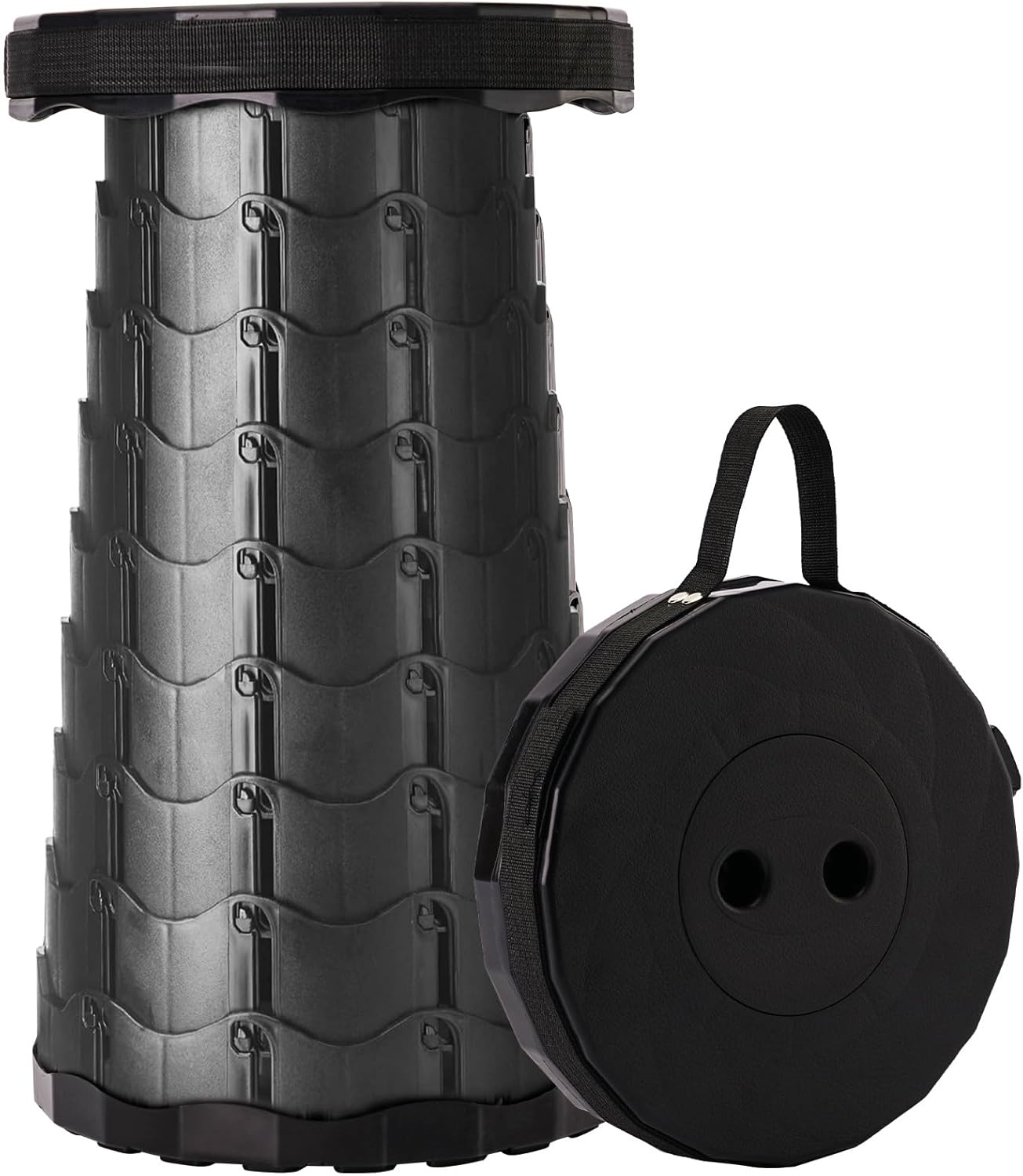 Upgraded Foldable Stool Thickened, Portable Collapsible Stool Retractable Stool for Fishing, Hiking Tours, BBQ, Parties, Outdoor Activities (Black) (1)