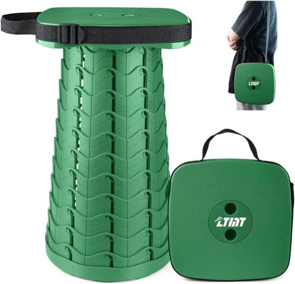 Upgraded Square Folding Stool, Max Load Capacity 485lbs, Portable Collapsible Stool Seat, Telescoping Foldable Stool,Retractable Stool for Adult Camping Fishing Outdoor BBQ