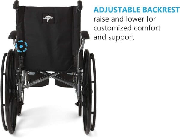 Medline Lightweight Wheelchair for Adults With Swing-Back, Desk-Length Arms, Elevating Leg Rests; 18W" x 16"D Seat - Image 7