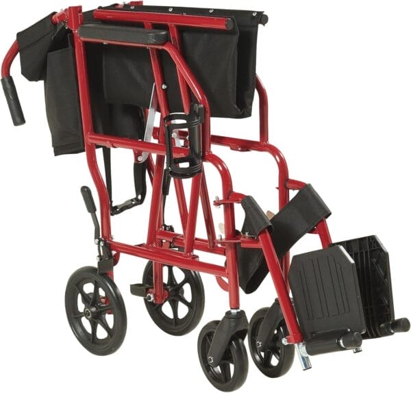 Panana Ultra Lightweight Foldable Transport Wheelchair for Adults,19-Inch Seat Width,Portable Folding Travel Wheelchair (Red) - Image 4