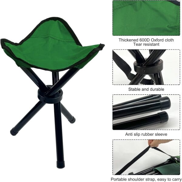 Travel Folding Camping Stool, 14.6 inches Tripod Chair and Maximum weight 300 lbs Outdoor Portable Party Chair Fishing Chair Seat for Camping Fishing Hiking Gardening and Beach Garden Painting - Image 4