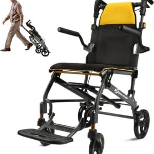 Wheelchairs for Adults Transport Chair Lightweight Foldable with Telescopic Handle, 19.4lbs Portable Folding Travel Wheel Chairs for Seniors