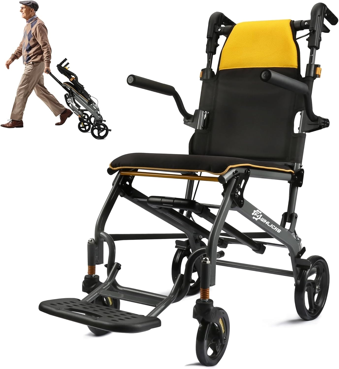 Wheelchairs for Adults Transport Chair Lightweight Foldable with Telescopic Handle, 19.4lbs Portable Folding Travel Wheel Chairs for Seniors