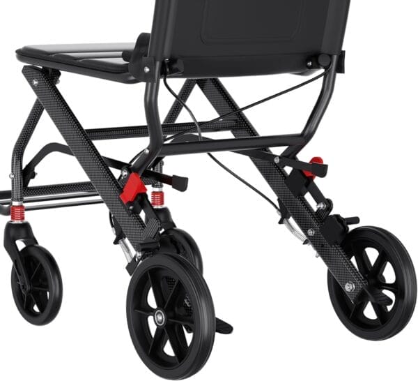 (Only 15lbs) Portable Wheelchair Lightweight Foldable, with Telescopic Handle & Storage Bag & Hand Brake, Transport Travel Wheelchair for Adults - Image 7