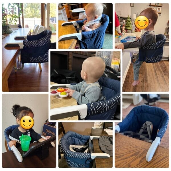 MTWML Portable High Chair for Table,Hook On High Chair That Attaches to Table,Space Saver Clip On Counter Seat for Baby,Easy Clean Baby Feeding Clamp Seat with Carry Bag for Travel(Stripe-Black) - Image 2